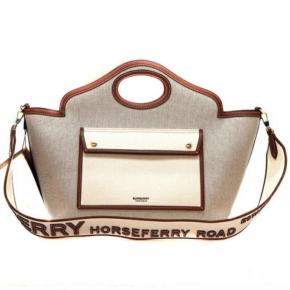 BURBERRY Bag Handbag Shoulder Canvas Leather Beige Brown